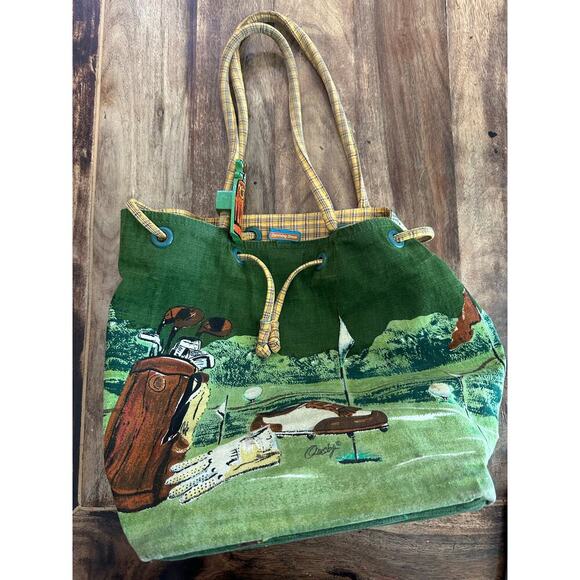 Anne Ormsby Sun Sand Golf Holiday Canvas Swimming Beach Tote Bag - Picture 11 of 14